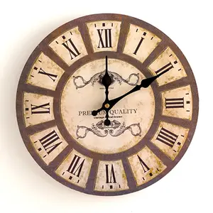 FQ العلامة التجارية الكلاسيكية الجدار رسمت اليدوية ساعة خشبية