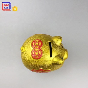 ゴールド貯金箱豚像