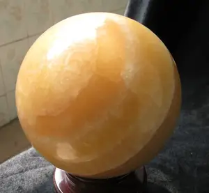 天然黄色翡翠水晶球球半貴石ボール