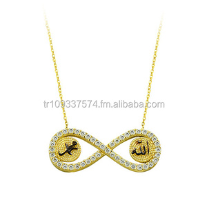 14K Solid <b>Gold</b> <b>Infinity</b> Allah Mohammad Charm <b>Necklace</b> - Product Image 1