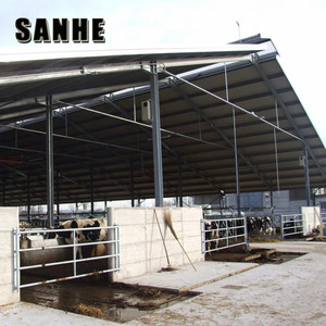 Moderno diseño de estructura de acero de vaca lácteos ordeño granja cobertizo edificio - Product Image 2