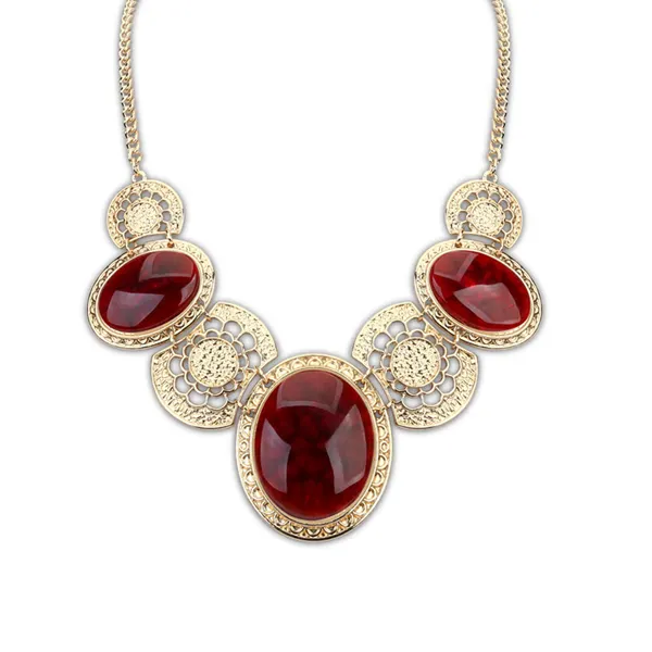 Anniyo — collier en pierres semi-précieuses, bijou de grande taille, en alliage doré, rubis, charmant, PN2139