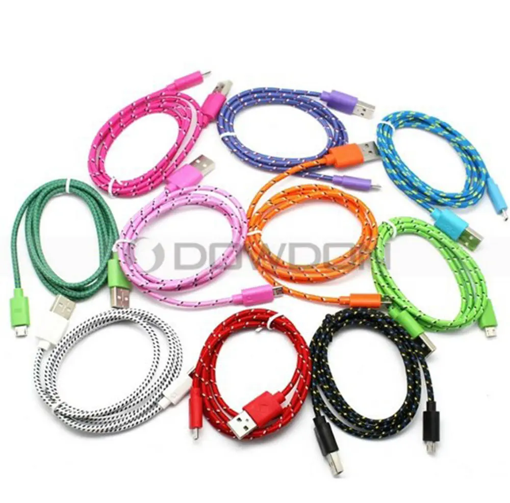 10 Colors V8 Strong Nylon Braided Micro USB Charger Cable for Samsung Smartphones