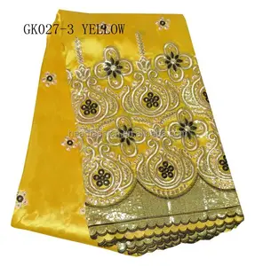 Tissu brodé à perles george indien, 10 pièces, enveloppes de haute qualité, pour vêtements dashiki ankara, jaune, collection 2016