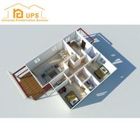 Villa préfabriquée de 100 m² au Ghana, maison à panneaux sandwich décorée à faible coût, 2 chambres