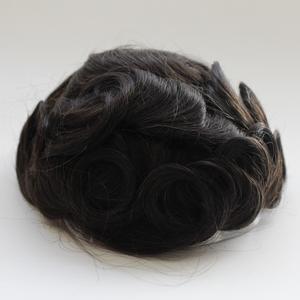 Qingdao HZXHair Sistema di Sostituzione Dei <span class=keywords><strong>Capelli</strong></span> 1B Nero e Marrone e Biondi Colore Medio Densità Sottile Della Pelle Dei <span class=keywords><strong>Capelli</strong></span> di Remy per Gli Uomini parrucchino - Product Image 4