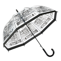Haute Qualité Transparent Clair Dôme Parapluie Personnalisé Imprimé POE Dentelle Ouverture Manuelle Voyage D'affaires Protection Contre La Pluie Moderne