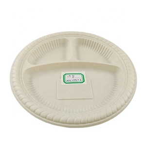 EcoNewLeaf 8 inch 3 Compartments Lunch Divided Bio Plate Eco Disposable Plastic Section Plate