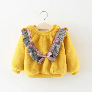 Hao детская одежда оптом новый кружевной V-образный вырез детский плотный шерстяной свитер для девочек детская одежда