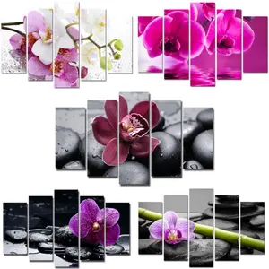 5 pieces modern digital wall printing decor canvas orchid wall art flowers murals painting art for home decorative dropship