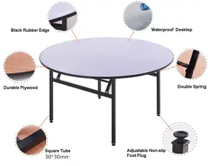 Design moderno PVC legno MFC MDF tavolo da pranzo pieghevole con gambe in acciaio per uso domestico Hotel o ristorante - Product Image 4