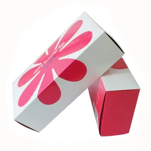 可折叠再生店袜子包装盒花式，礼品纸盒粉红色