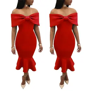 Wholesale Lotus Leaf Layer Dress Skirt Bodycon Dress 2018 Sexy Off Shoulder Dress