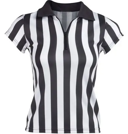 custom sublimation black white stripe referee shirt for women