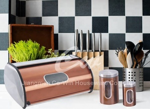 Colorful <span class=keywords><strong>Pane</strong></span> bin ferro metallico in acciaio inox <span class=keywords><strong>pane</strong></span> scatola <span class=keywords><strong>di</strong></span> immagazzinaggio e 3 pz contenitore vaso set titolare <span class=keywords><strong>pane</strong></span> per <span class=keywords><strong>la</strong></span> cucina - Product Image 2