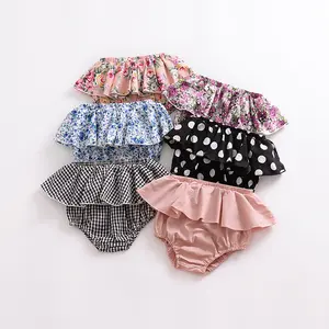 Del bambino Ruffle Bloomers Infantili Bicchierini Floreali Carino Polka Dot Mutandine Del Bambino Del Bambino di Estate Dusty Rosa Mutandine per 0-5 T