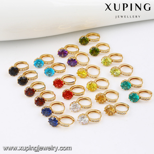 27431 <span class=keywords><strong>Xuping</strong></span> พร้อมที่จะจัดส่งเครื่องประดับแฟชั่นร้อน Style18K ชุบทองต่างหูห่วงด้วยหินที่มีสีสัน - Product Image 3