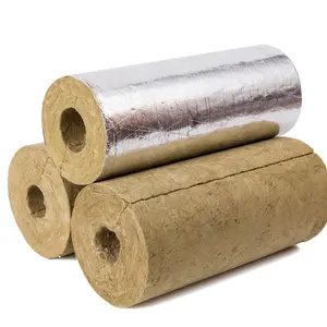 120kg/m3 30-150mm Thickness Insulation Rock Wool Pipe