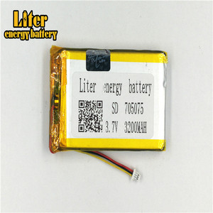 Male 1,0-<span class=keywords><strong>3</strong></span> P Battery from <span class=keywords><strong>3</strong></span>,7 V 705075 3200 mah lithium high density flat lipo lithium polymer battery lithium li Ion battery free shipping - Product Image 1