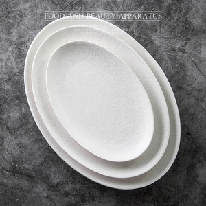 Usine directe 8/10/12/14 pouces ovale <span class=keywords><strong>assiette</strong></span> à dîner en porcelaine céramique et plats écologiques et économiques à faible quantité minimale de commande - Product Image 4