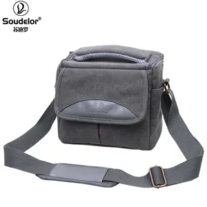 SLR Camera Bag Evecase Large Canvas Messenger SLR DSLR Camera Bag with Rain Cover for Digital Cameras