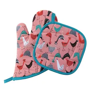 2pcs Chickens Kitchen Cooking Oven Mitt and Pot Holder Set