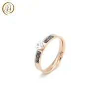 Hot Sale Ladies White And Black Diamond Cubic Zirconia Stainless Steel Engagement Rings