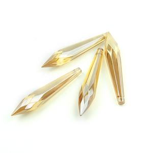 기계 절단 앤티크 골드 샴페인 76mm 다면체 유리 샹들리에 부품 크리스탈 아이스클 드롭 프리즘 펜던트 모던 램프용 - Product Image 6