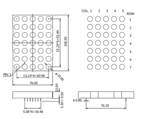 4 inch 10mm lớn <span class=keywords><strong>5x7</strong></span> <span class=keywords><strong>Led</strong></span> <span class=keywords><strong>Dot</strong></span> ma trận màu đỏ hiển thị - Product Image 2