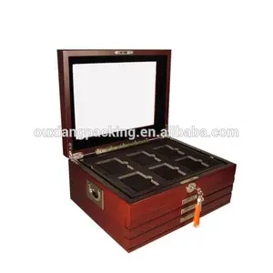 Caja de almacenamiento de exhibición de madera superior de vidrio de lujo, para 24 PCGS NGC Slabbed Coins, 1 Nueva