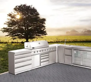 Vermonhouzz Moderne Aluminium Outdoor BBQ Gas Grill Rvs Keukenkast Draagbare Leverancier