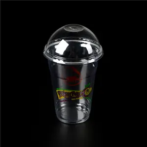 Custom Flexodruk Clear Plastic Beker Met Koepel Deksel Wegwerp Milkshake Koud Pet Cups 350Ml/500Ml