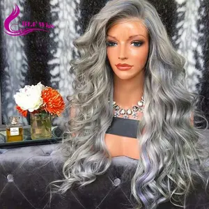 Wet And Wavy Cheap Lace Front Wig Indian Remy Gray Human Hair Full Lace Wig