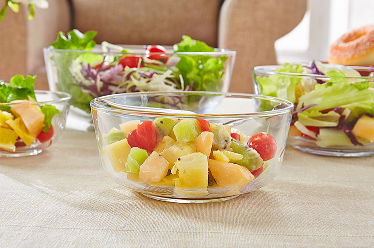Slant Cut Glass Bowl,Glass Dessert bowl,Glass Terrarium glass salad bowl  with print