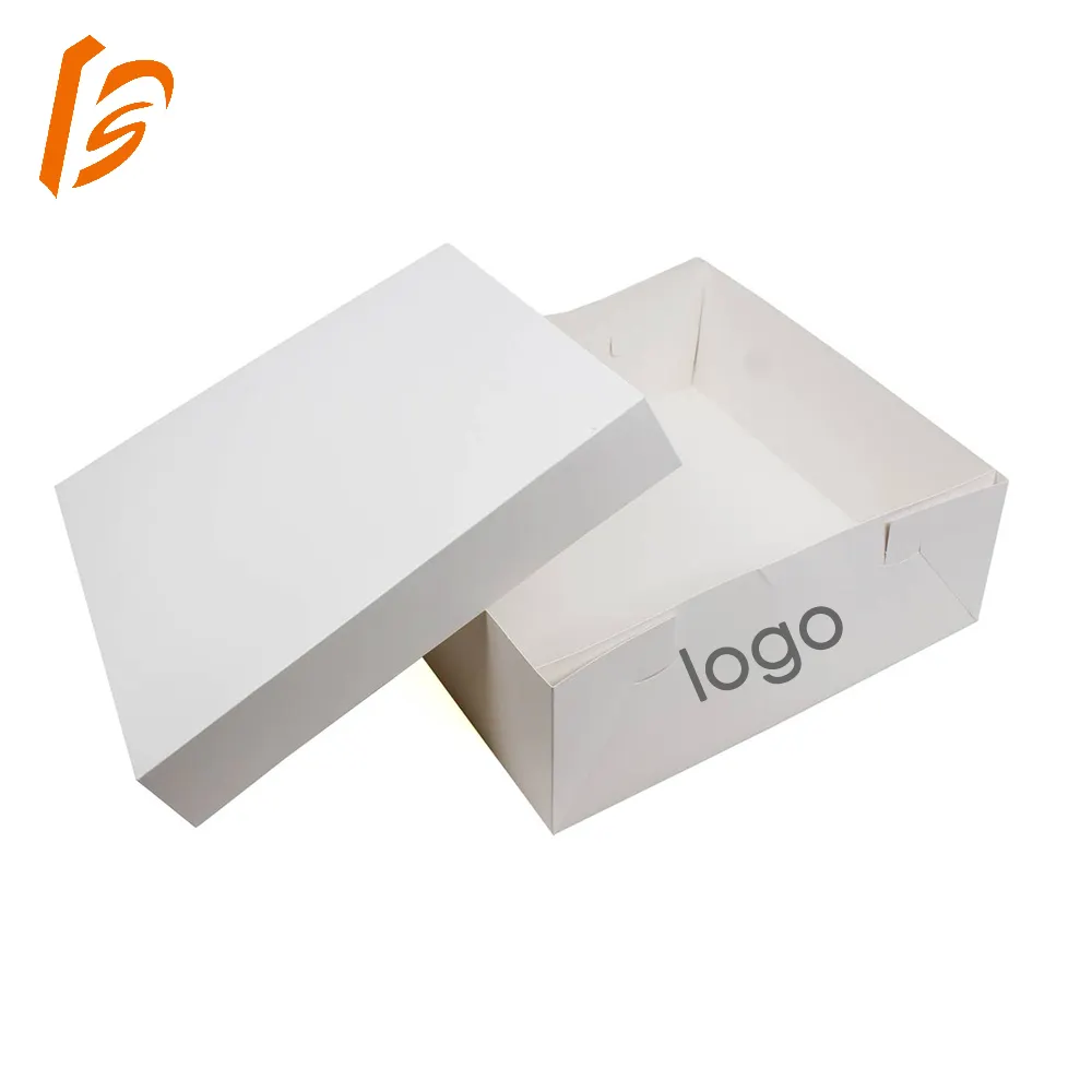 Custom Printed Big Plain White Cake Box With Lid