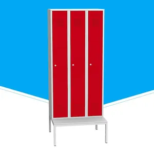 3 Cửa Phòng Tập Thể Dục Locker Phòng Thép Phòng Tập Thể Dục Locker Với Băng Ghế Dự Bị