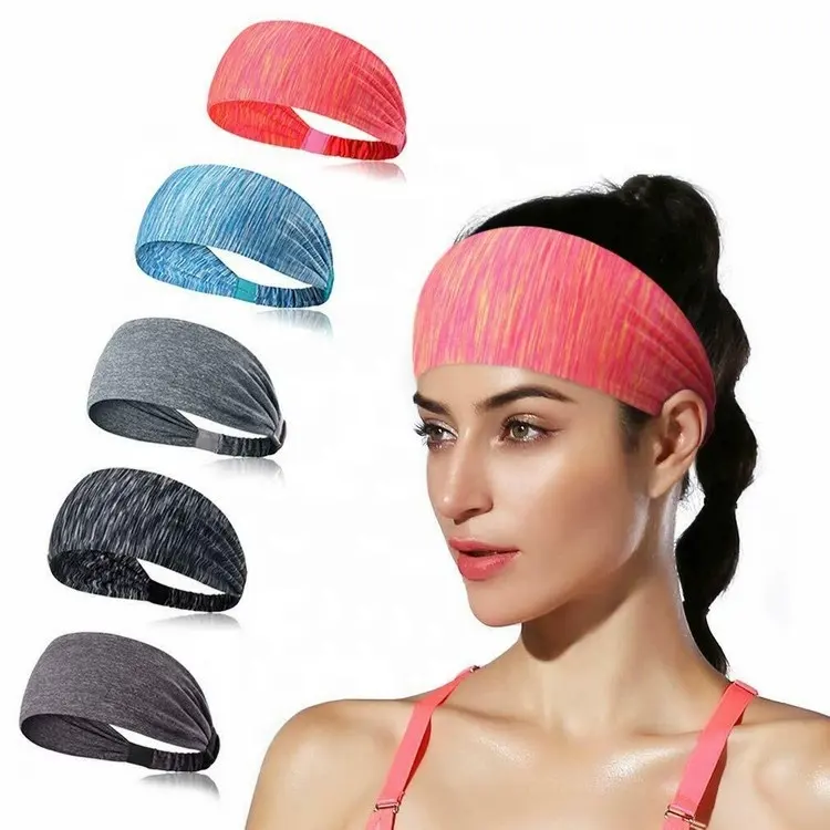 Custom Non-Slip Moisture Wicking Yoga Running Sports Sweatband Head Hair Band Wide Sports Stretch Sweat Headband For Mens Women