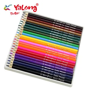 Yalty Set Pensil Warna 12/18/24 Warna, Pensil Warna Kayu Segitiga Alami Lembut untuk Anak Sekolah/Siswa