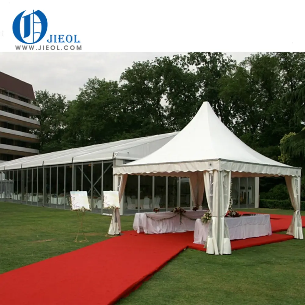 Beste Decagon Hexagon Pagode Luxe permanente bruiloft raj tent met glazen deur voor Wedding party