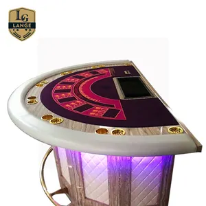 豪华 LED 微型绒面革布 8 人扑克桌与 USB 充电端口