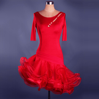 Hot Sexy Red Dernières Conceptions de Robe Costume de Danse Latine pour Filles