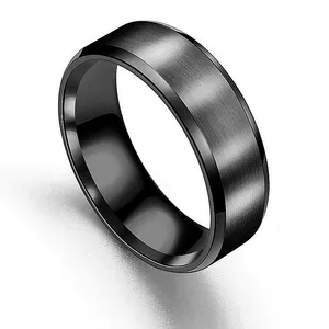 8MM Mode Titan Schwarz Überzogene großhandel Herren Ring