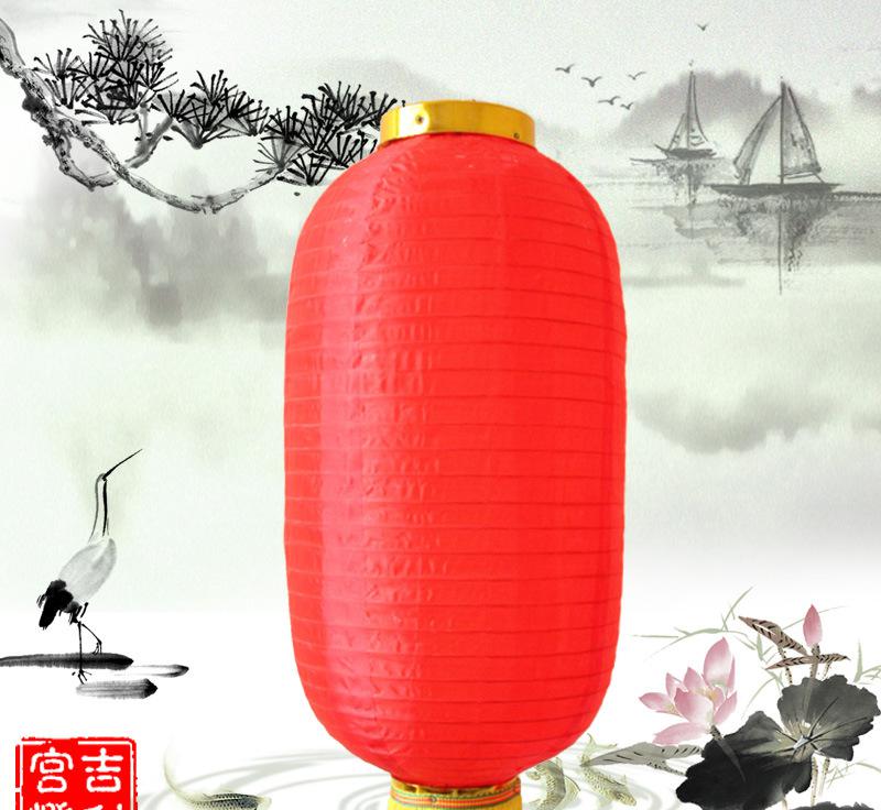 Traditional Chinese New Year Red Hanging Nylon Fabric Lantern