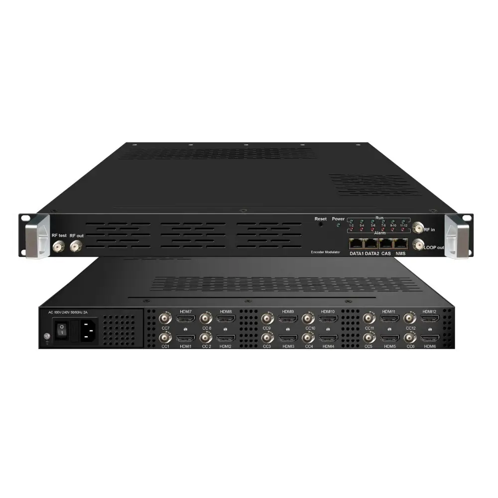 12 HDMI CC DVB-C/ATSC тюнер для Remux MPEG2 H.264 MPEG4 до 16 мультиплексирования/карабкаться/DVB-C DVB-T isdb-t инкодер модулятор