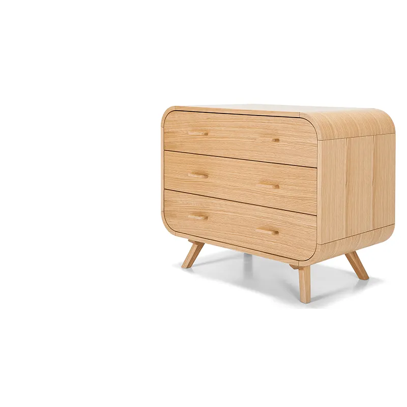 Scandinave en bois de placage de chêne bas commode 3 tiroirs