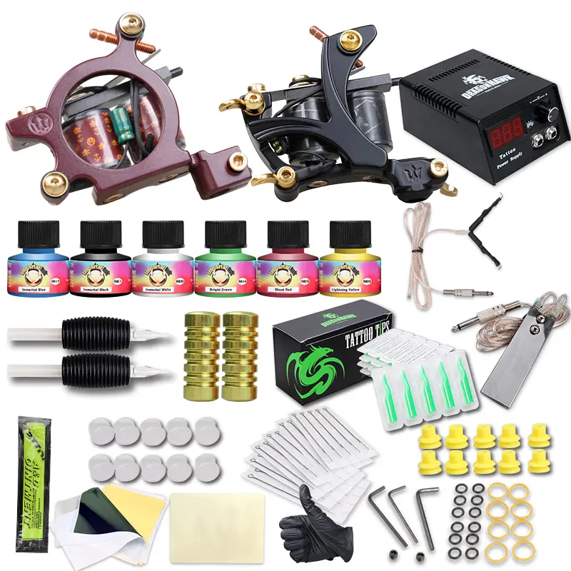 Groothandel Tattoo Supplies Professionele Tattoo Kits Twee Guns kits