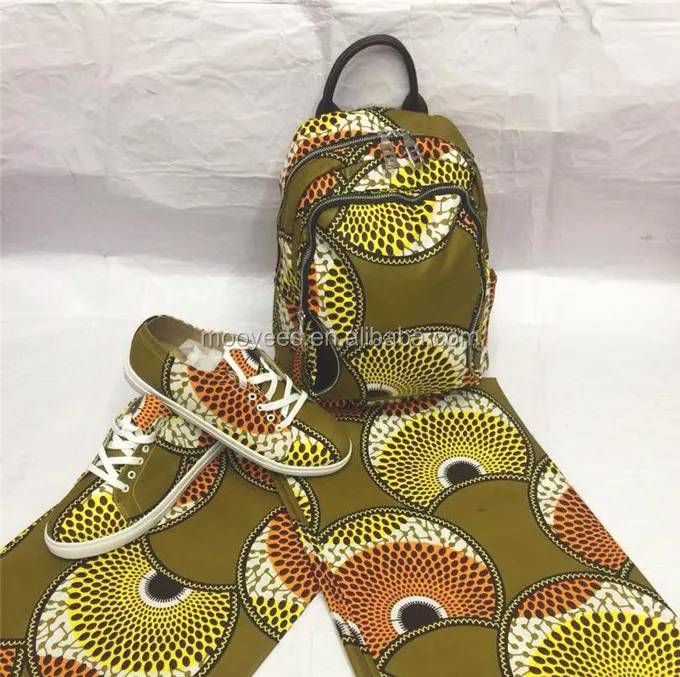 Mooyees commercio all'ingrosso borse di modo africano tessuto cera quotidiano scarpe di corrispondenza con il sacchetto