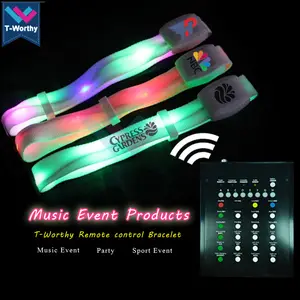 RFID Led programable pulsera inalámbrico de control remoto de Nylon LED intermitente pulseras