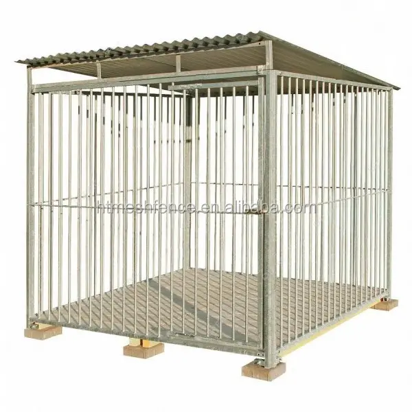 Outdoor large dog kennel with roof and floor 6' dog house hot dipped galvanized