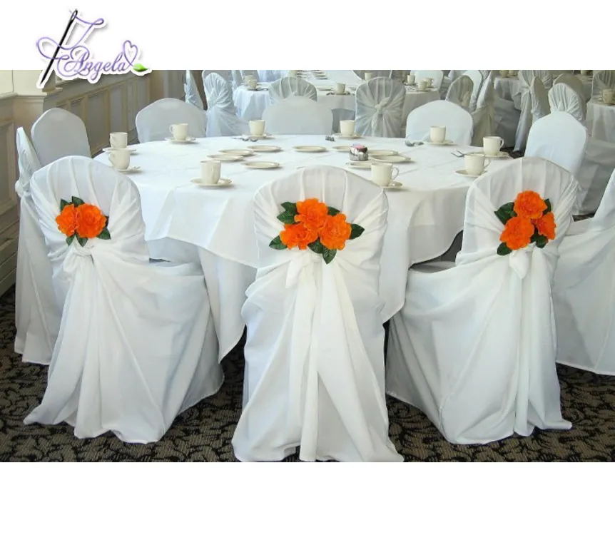 white polyester universal chair covers for banquet chairs in wedding decorations